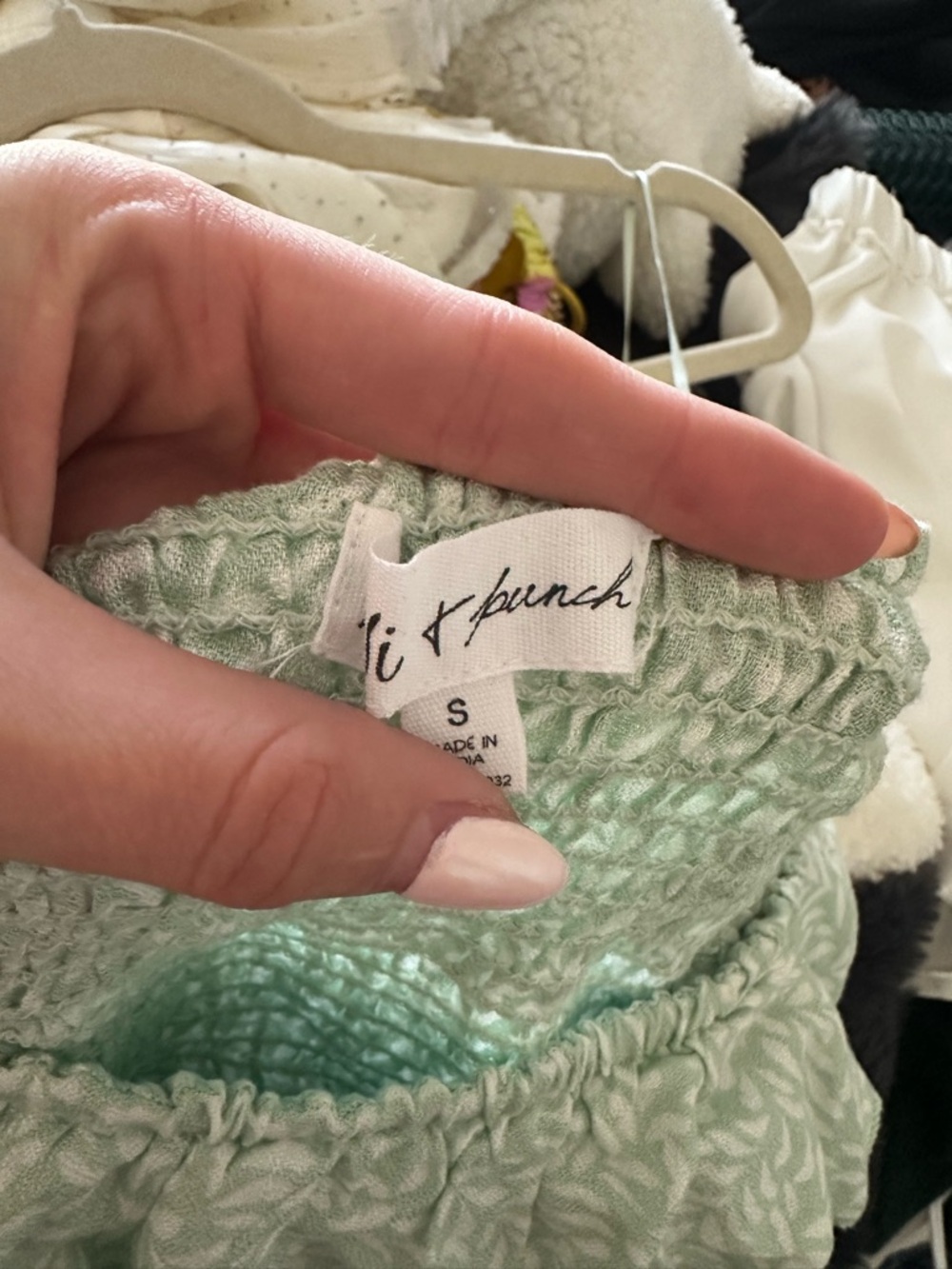 Light Green Floral Ruffle strapless top - Picture 3 of 3